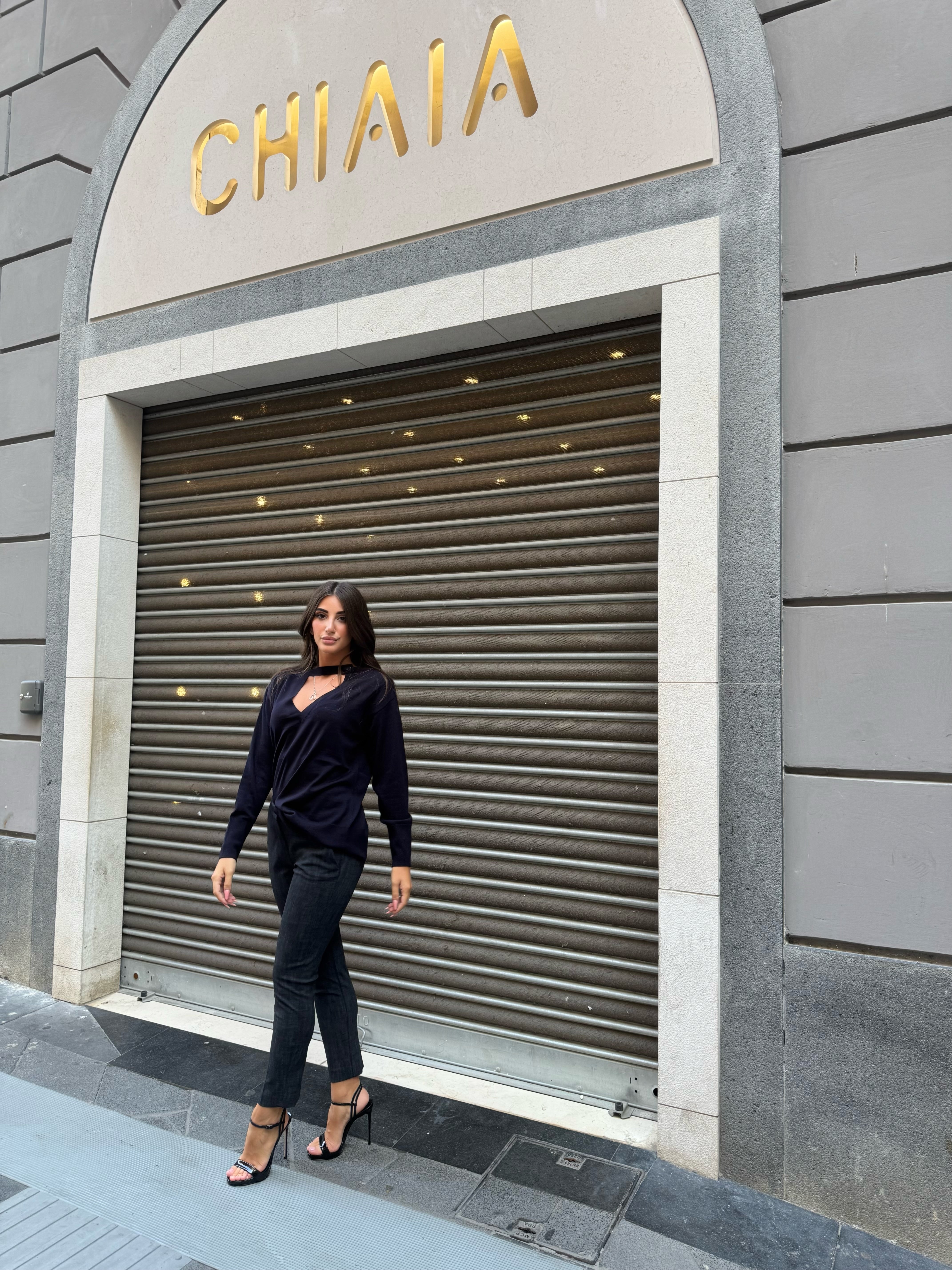 Pantaloni Slim Fit Fantasia Antracite Kaos Donna