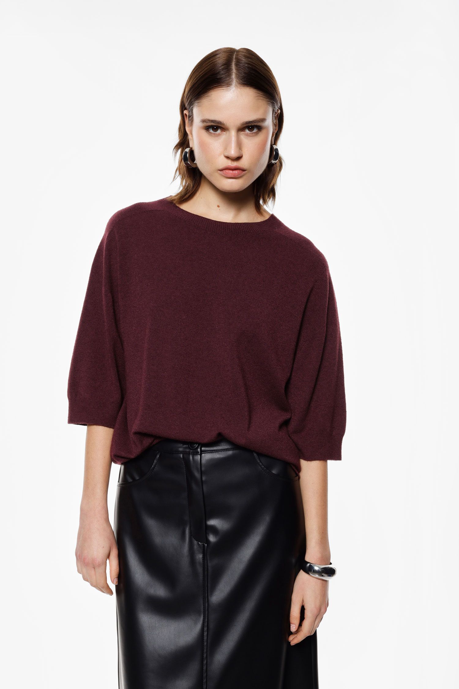 Maglione girocollo ampio manica tre quarti Imperial