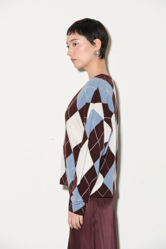 Maglia in Misto Lana con Fantasia Argyle Kaos Donna