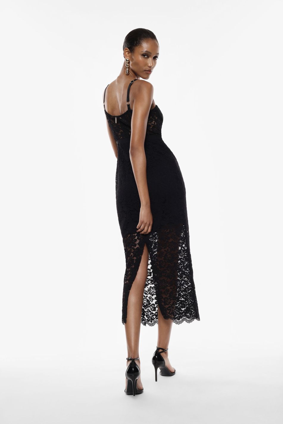 Abito midi in pizzo con spalline e scollo cuore Imperial