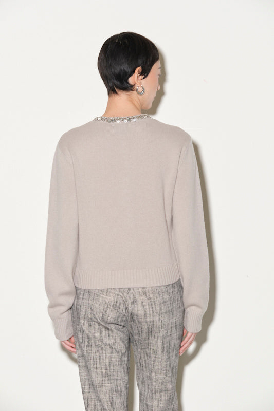 Cardigan in Maglia con Dettagli Gioiello Kaos Donna