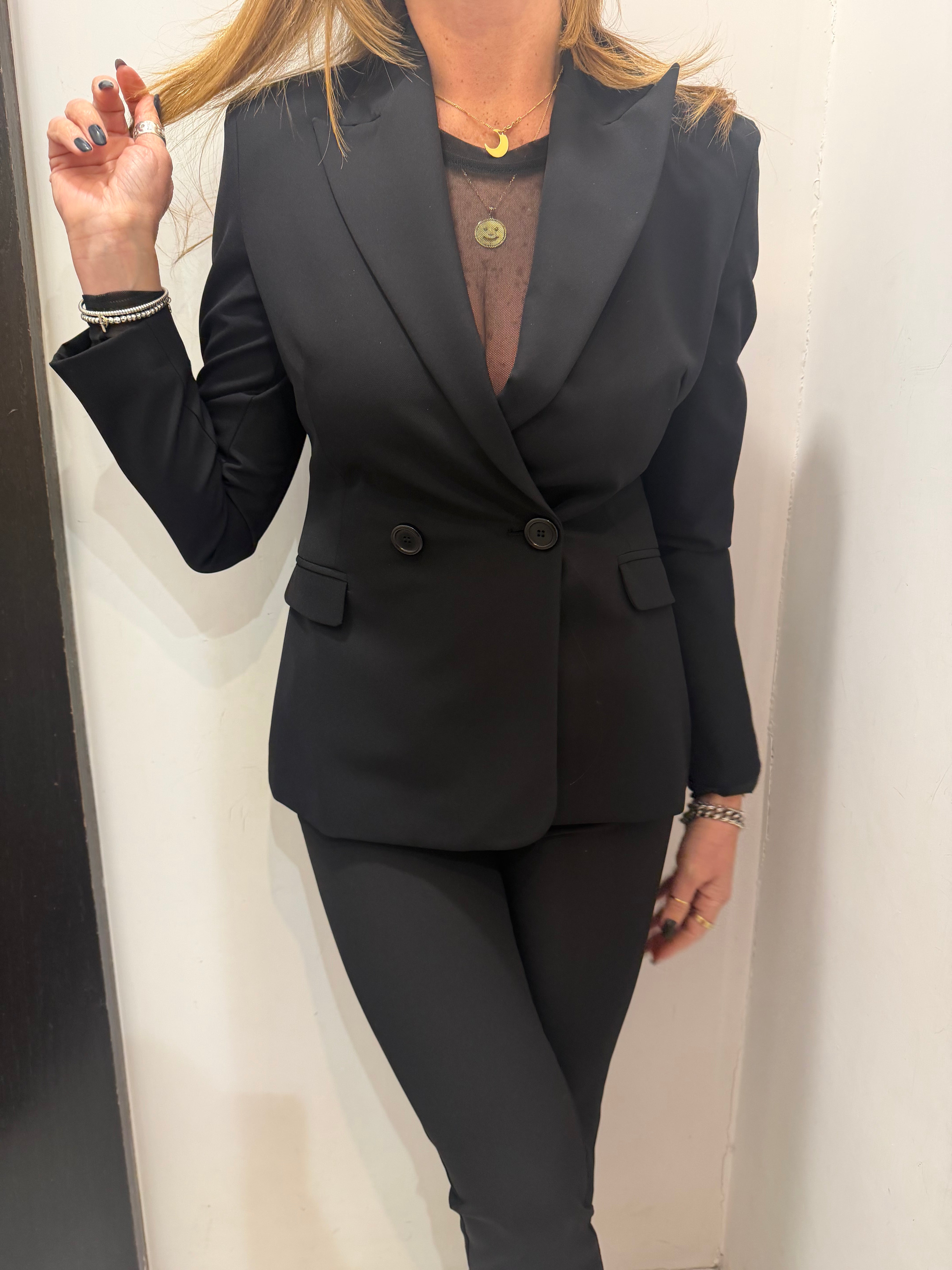 Giacca avvitata in tessuto tecnico doppiopetto Hanita