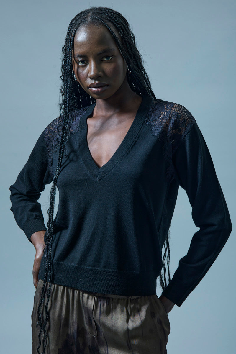 Maglia con Dettagli in Pizzo Icona