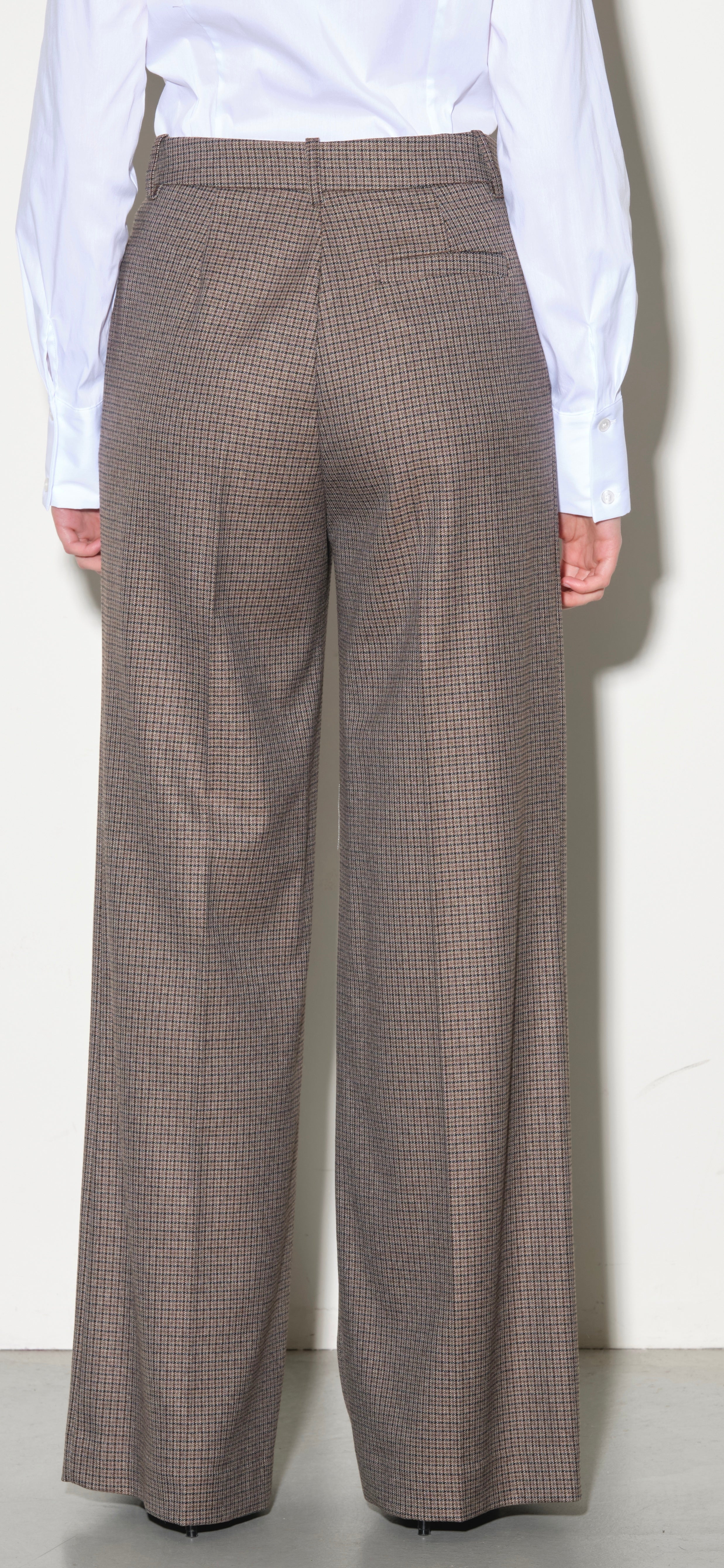Pantaloni a Gamba Larga in Principe di Galles Kaos Donna