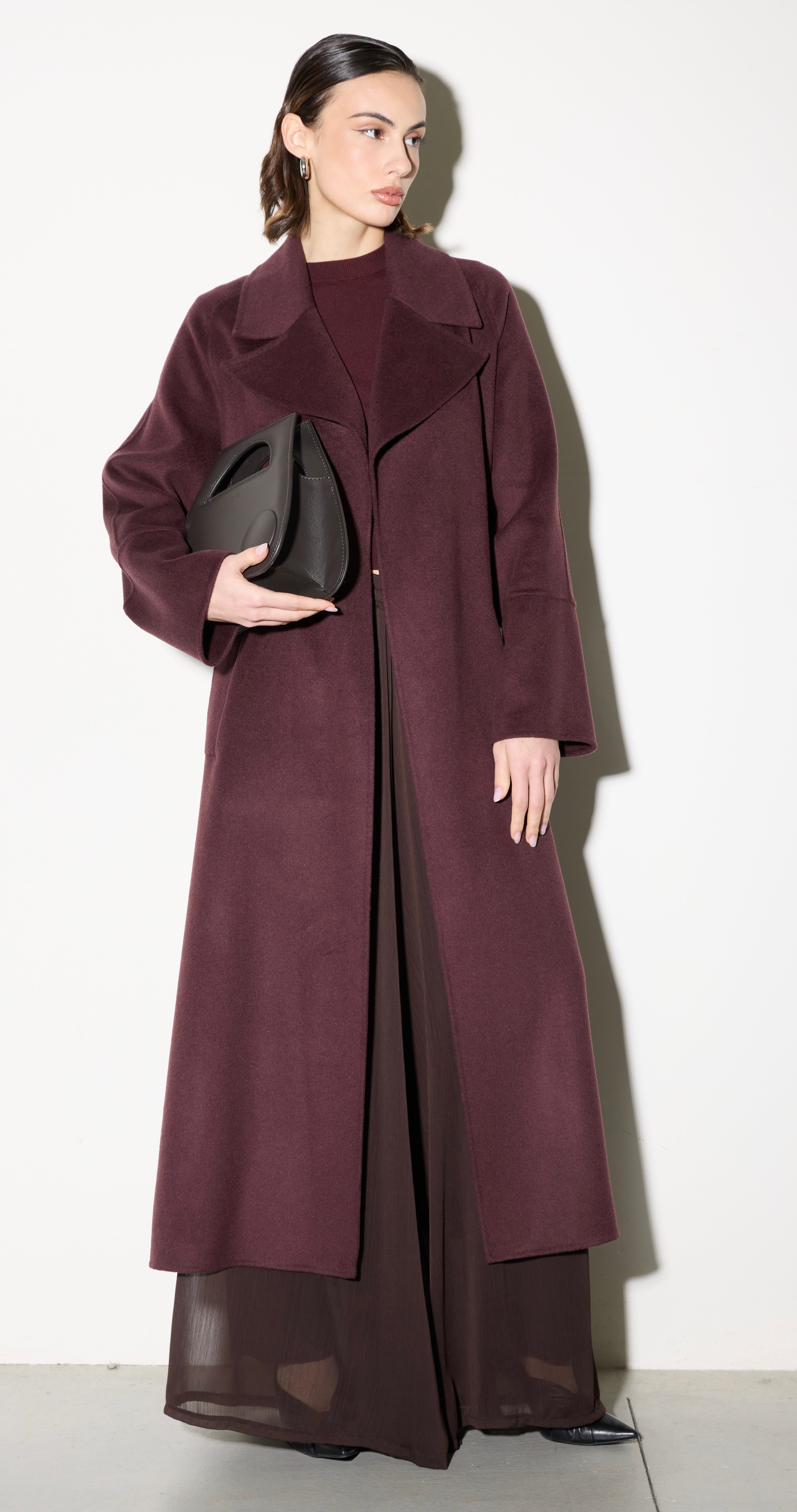 Cappotto Lungo in Misto Lana con Cintura Kaos Donna