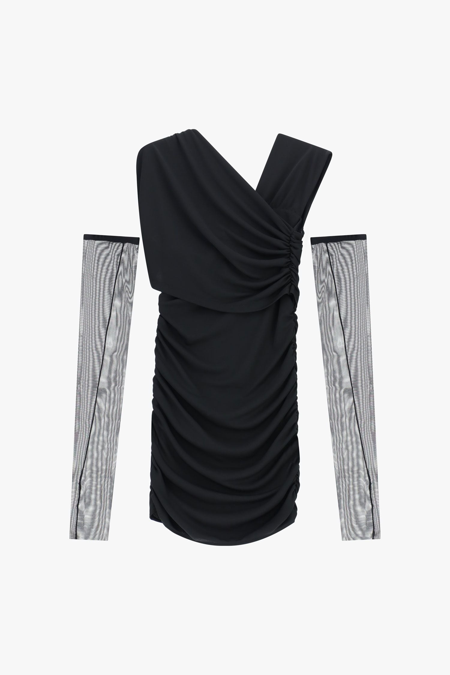 Abito corto asimmetrico con maniche rimovibili Imperial