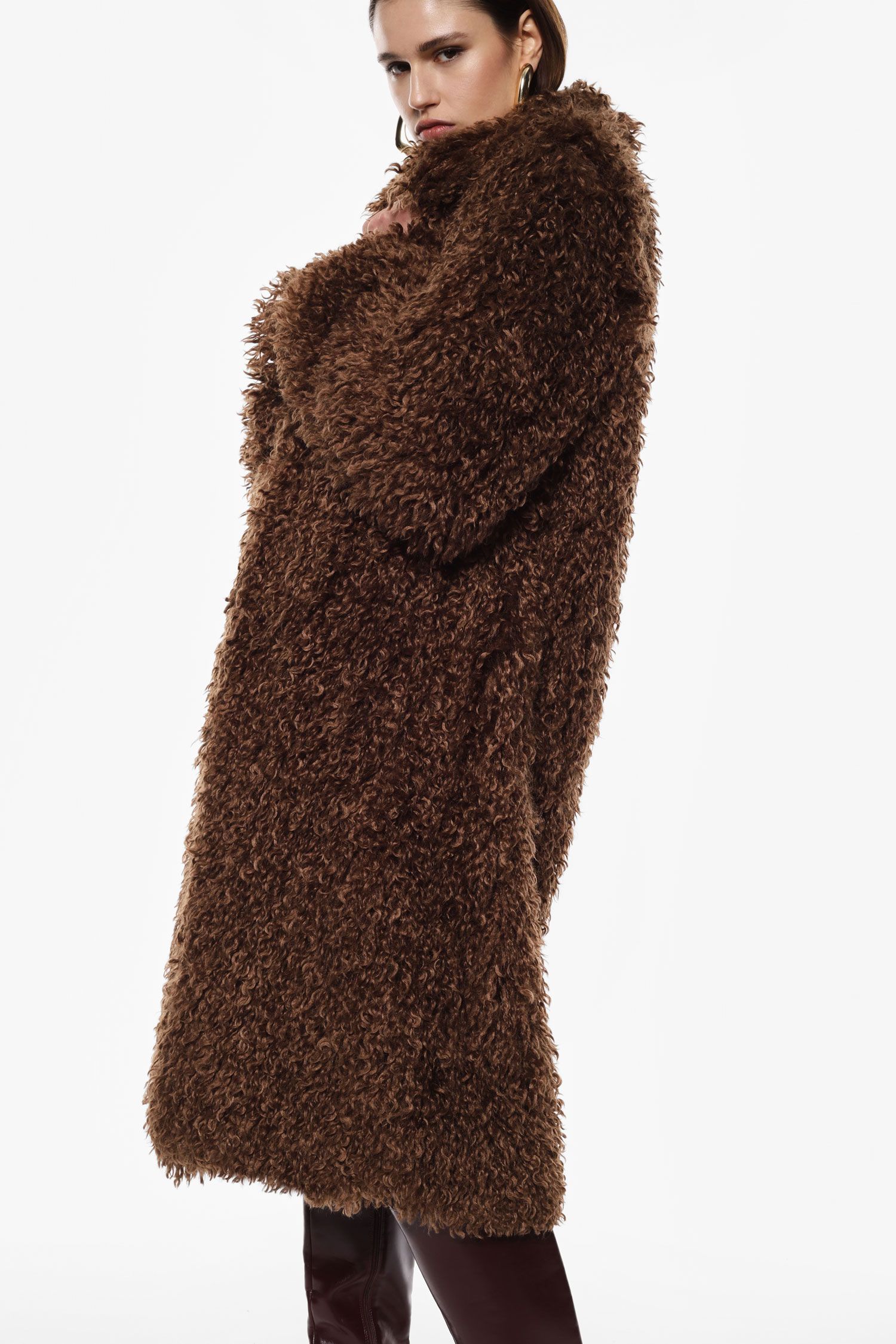 Cappotto lungo effetto riccio scollo ampio Imperial