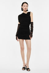 Abito corto asimmetrico con maniche rimovibili Imperial