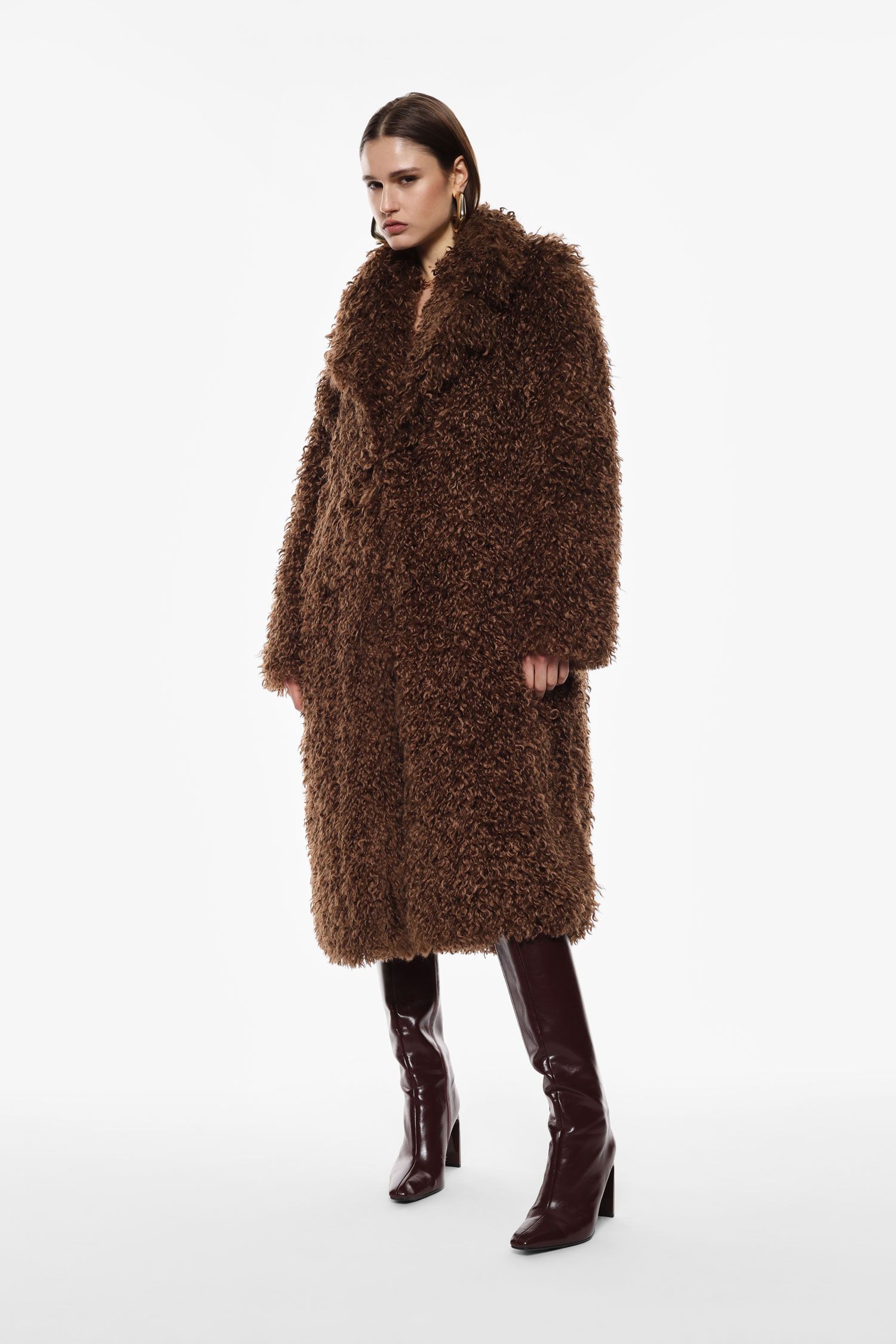 Cappotto lungo effetto riccio scollo ampio Imperial