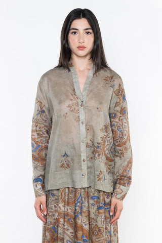 Blusa in mussola di cotone stampa floreale Kaos Donna