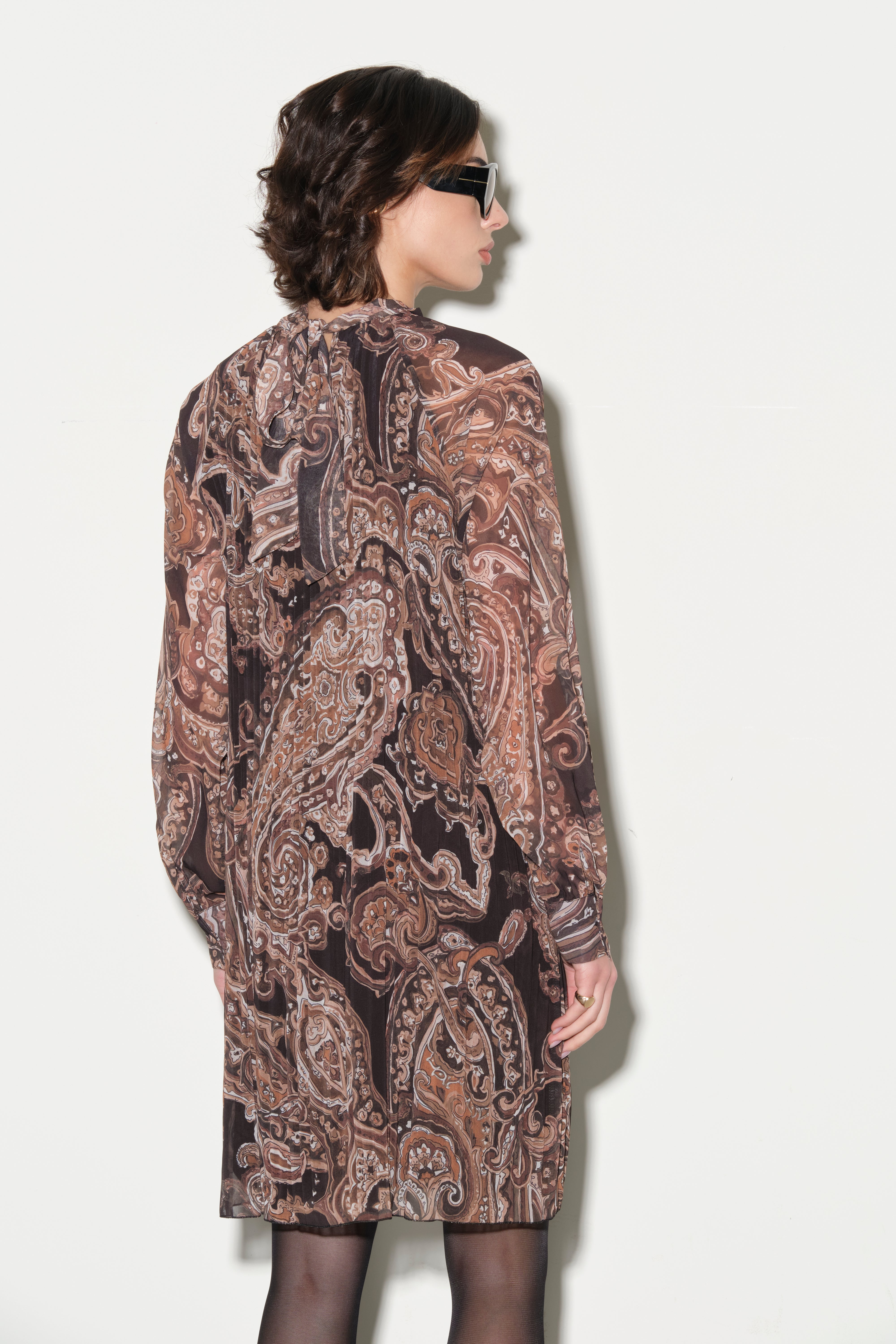 Abito Corto in Voile Stampato Paisley Kaos Donna