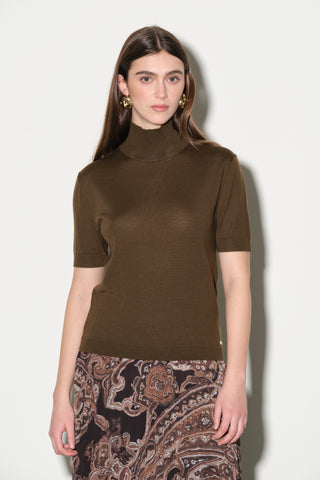 Dolcevita Manica Corta in Maglia Fine Kaos Donna