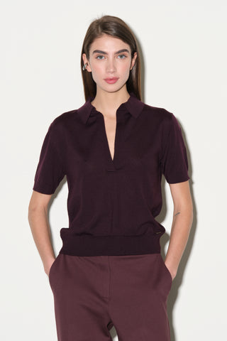 Maglia Polo in Lana Merinos a Manica Corta Kaos Donna