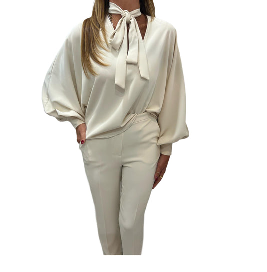 Blusa jabot con fiocco Angela Davis
