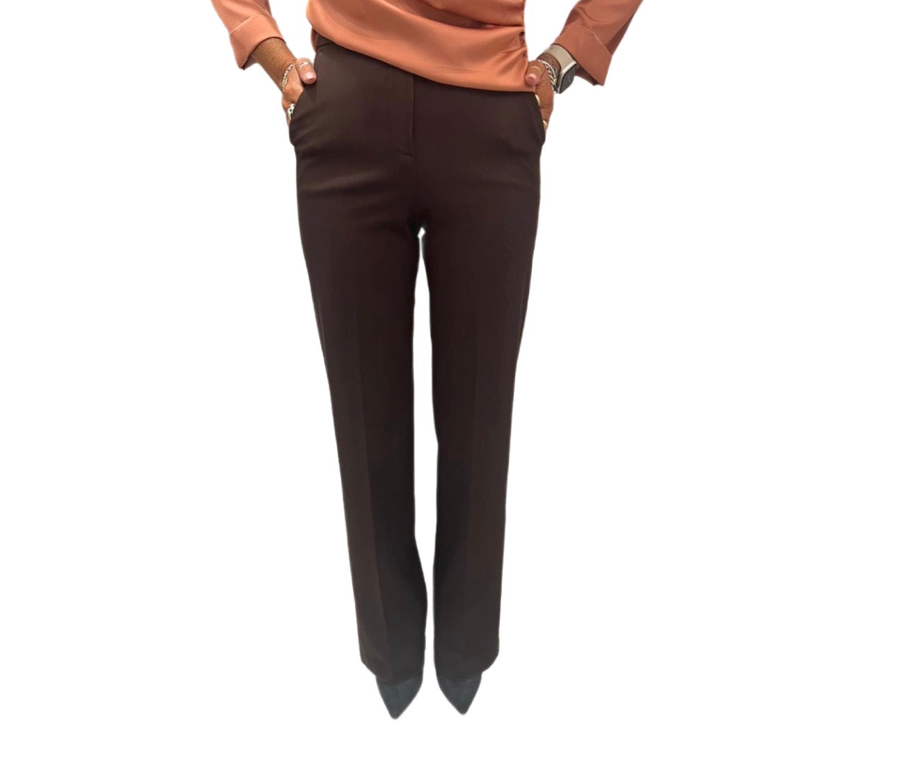 Pantalone palazzo con tasche america e gancio stile uomo Hanita
