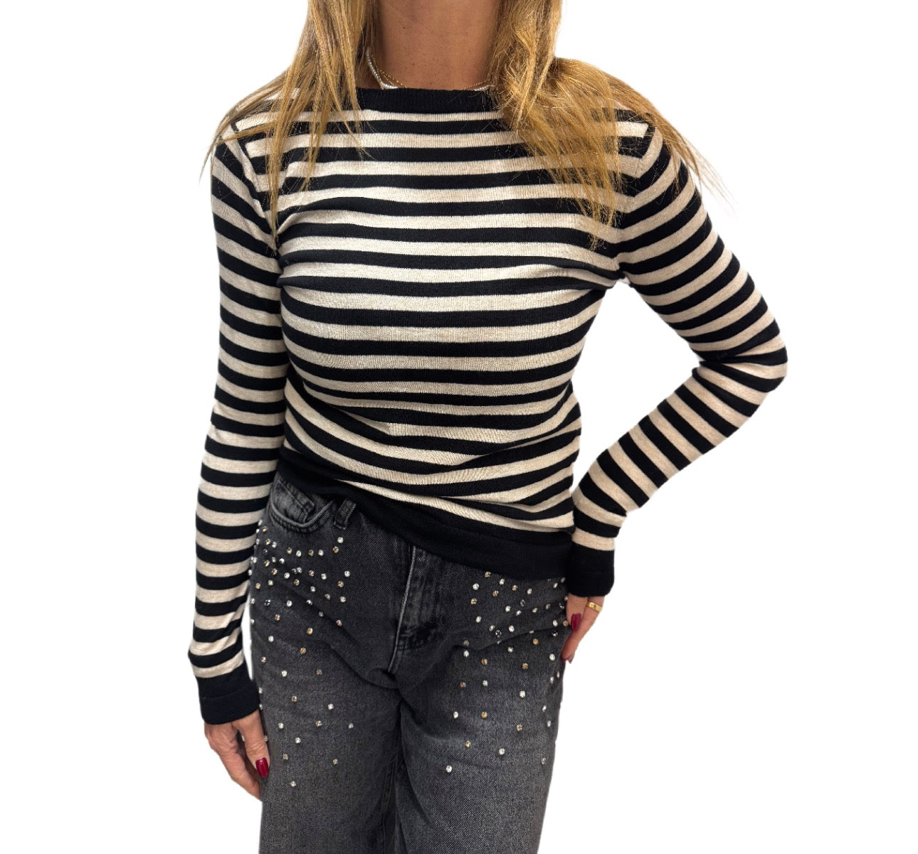 Maglia a righe sottili in lana Emisphere