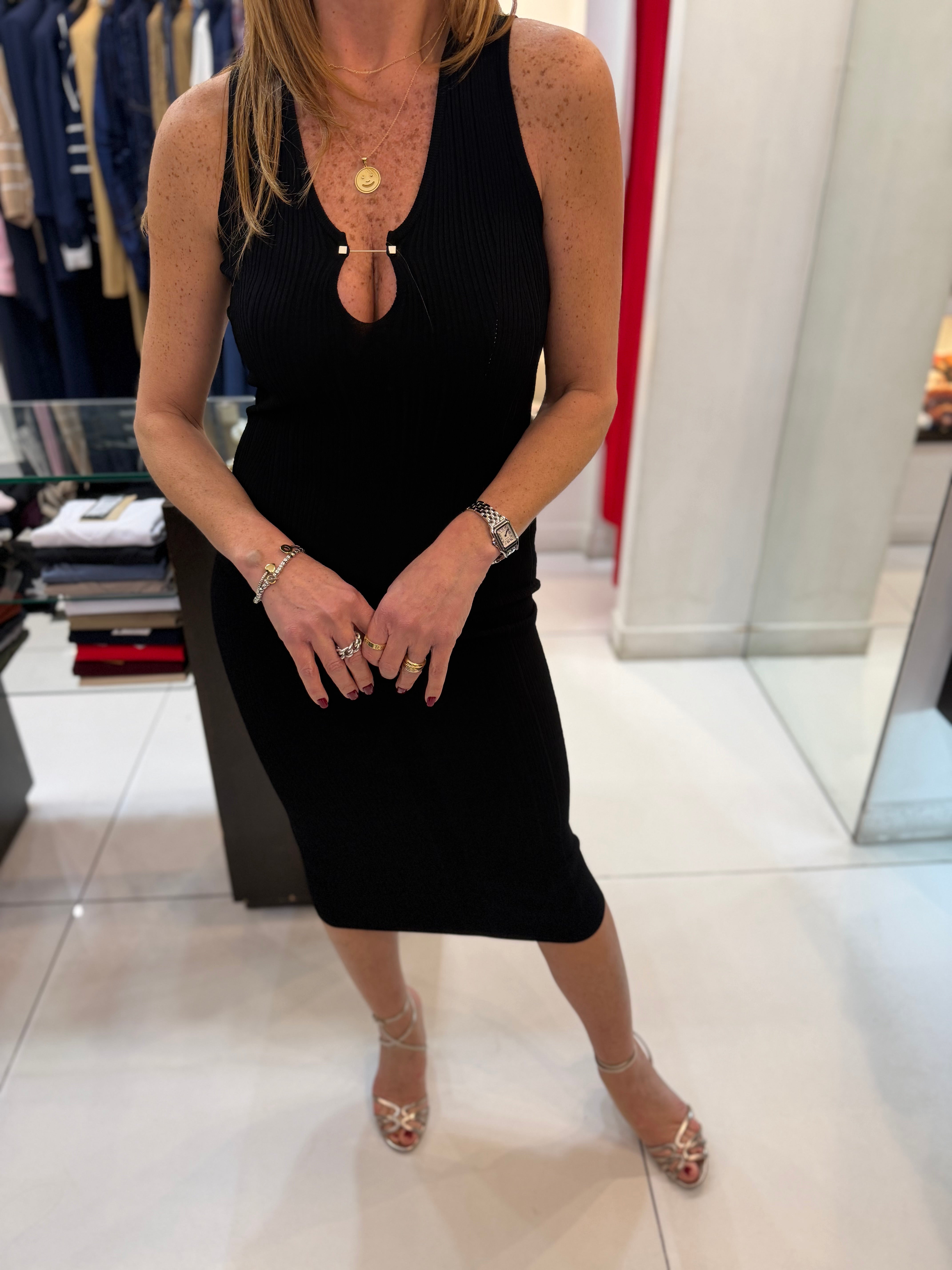 Abito in maglia a coste con dettaglio gioiello Kaos Donna