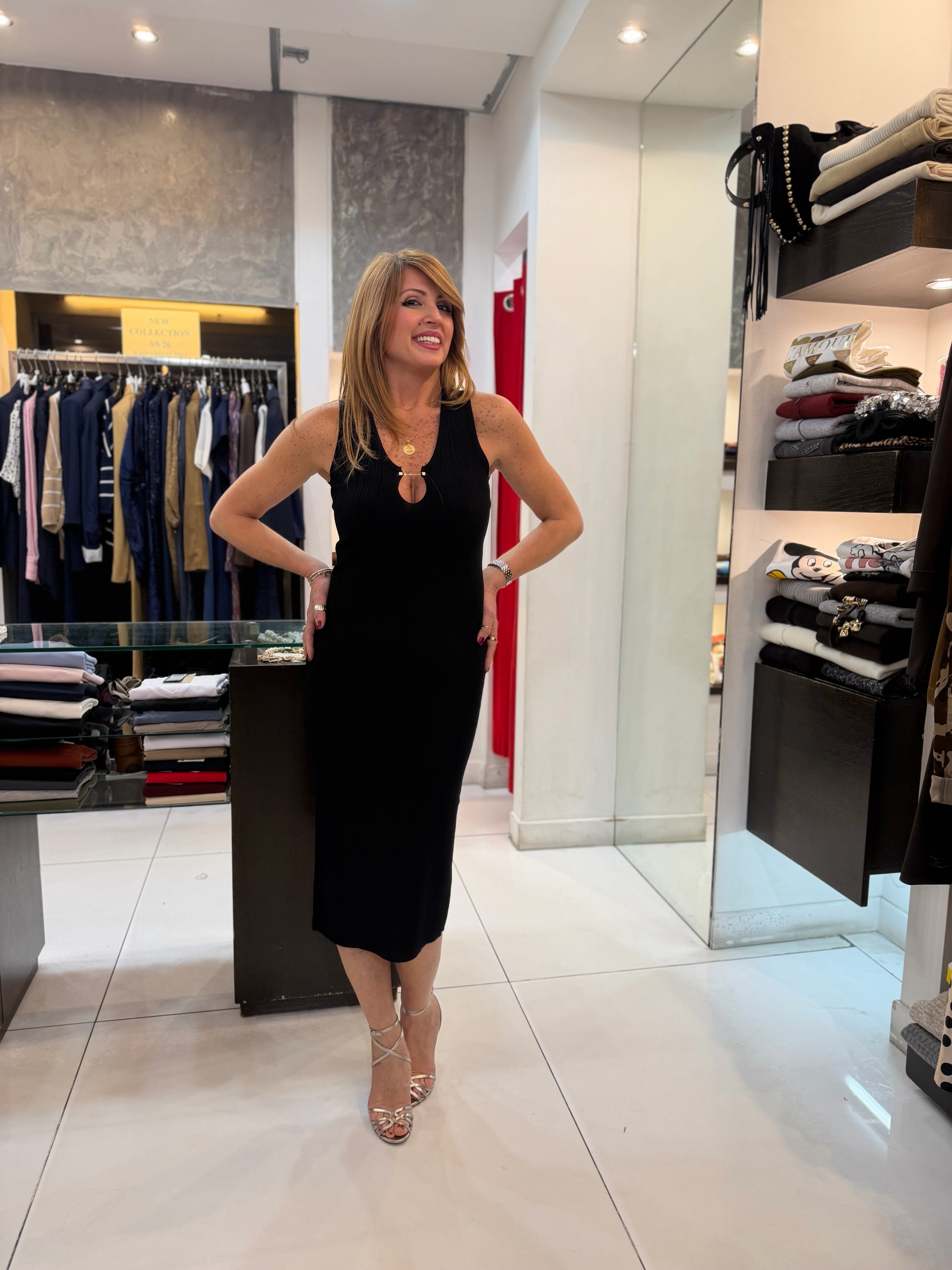 Abito in maglia a coste con dettaglio gioiello Kaos Donna