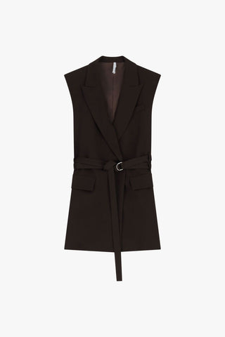 Gilet lungo con tasche e cintura Imperial