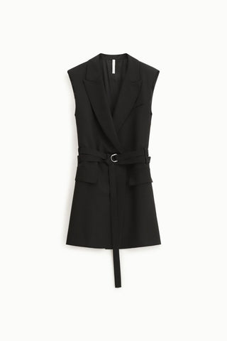 Gilet lungo con tasche e cintura Imperial