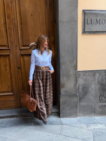 Pantaloni wide leg  check scozzese Imperial