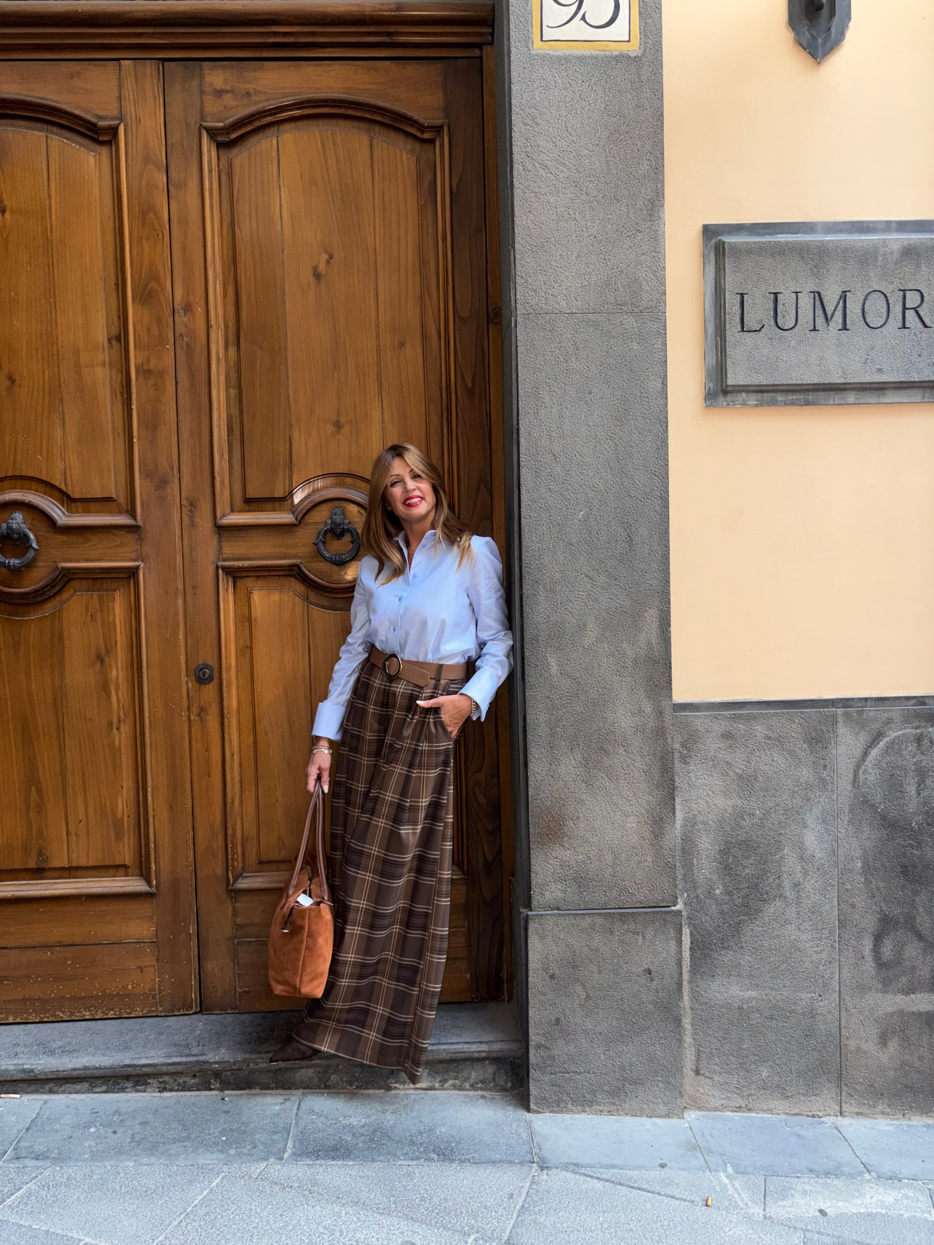 Pantaloni wide leg  check scozzese Imperial