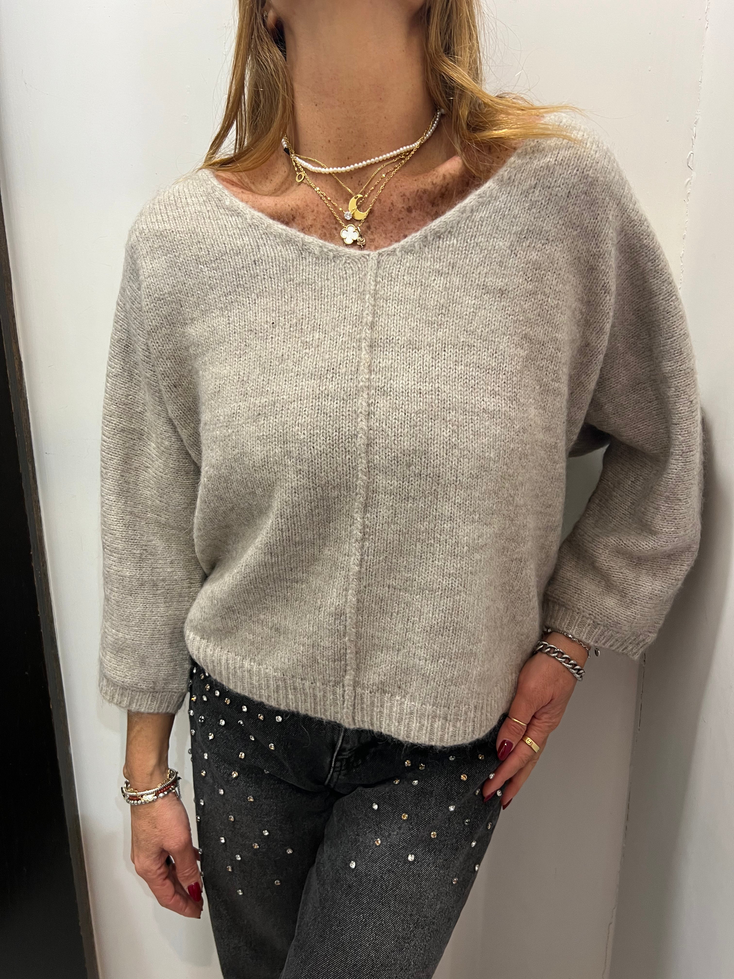 Pull scollo a v misto lana Emisphere