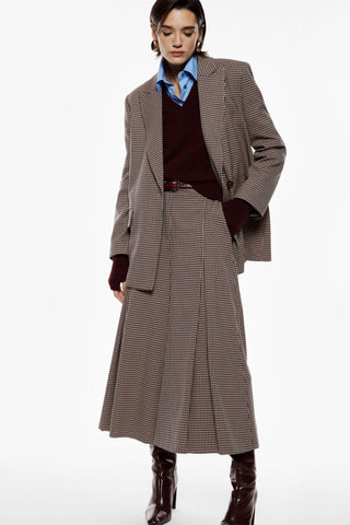 Pantaloni palazzo ampi a quadri con pinces Imperial