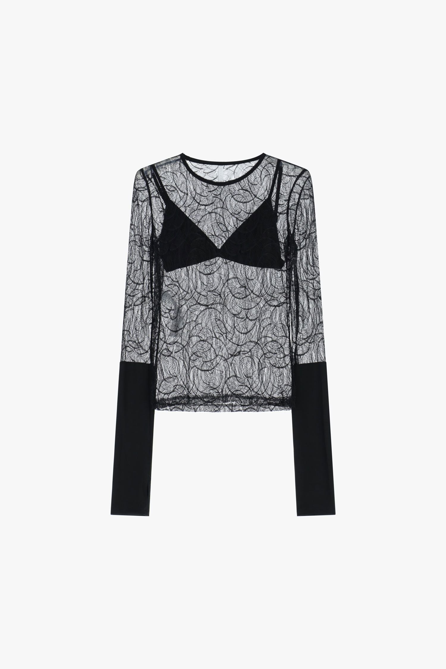 Top a maniche lunghe trasparente motivo ricamo Imperial