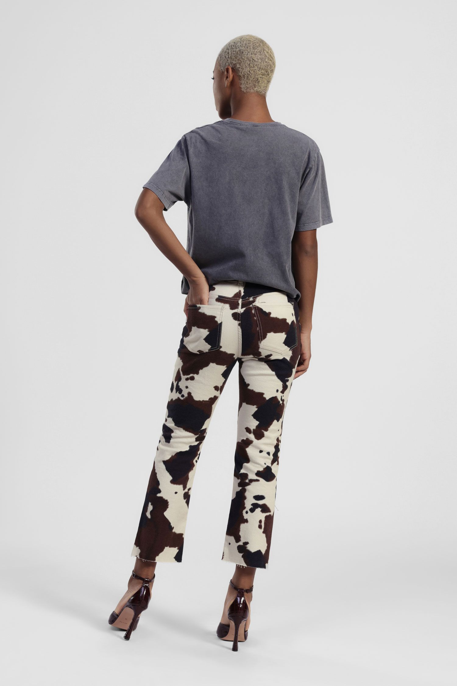 Pantaloni cropped stampa maculata cinque tasche Dixie