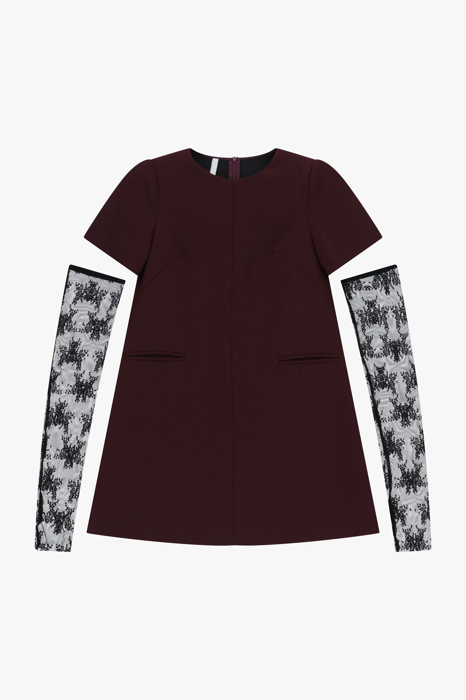 Abito corto con maniche corte e applicazioni in pizzo Imperial