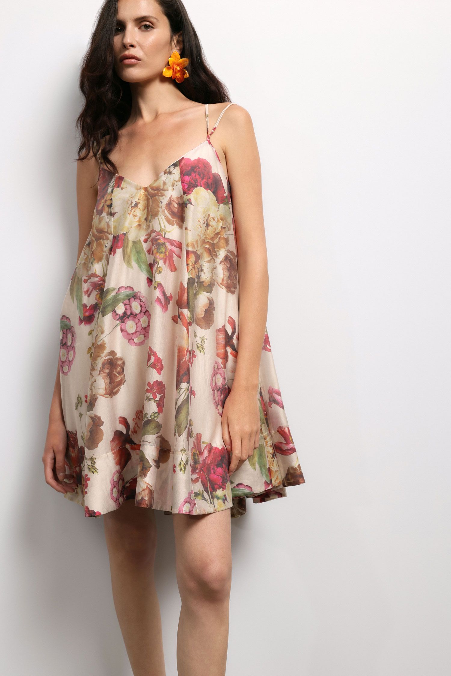Vestito corto con spalline e stampa Imperial