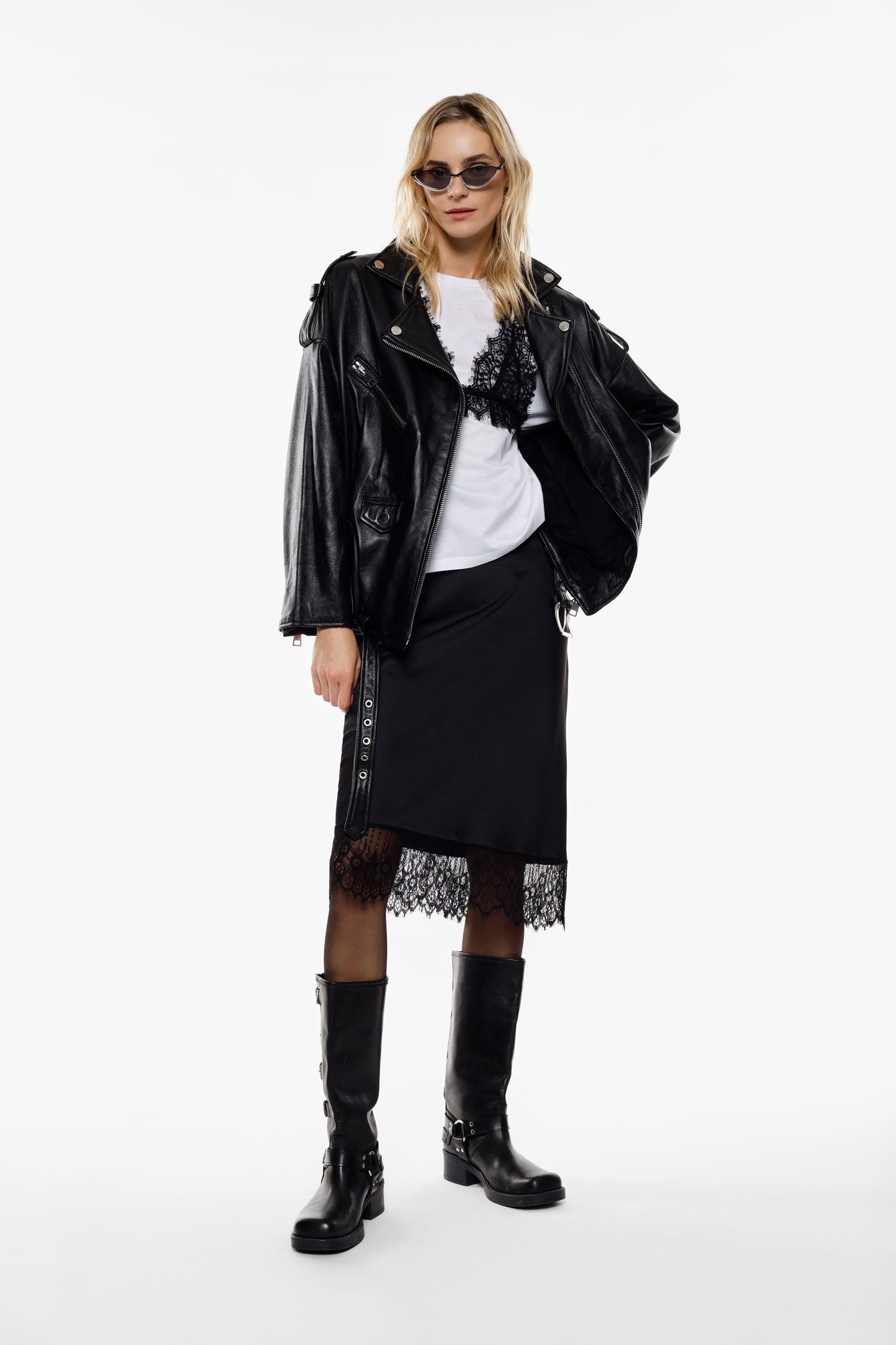 Gonna midi con bordo in pizzo e taglio diritto Imperial