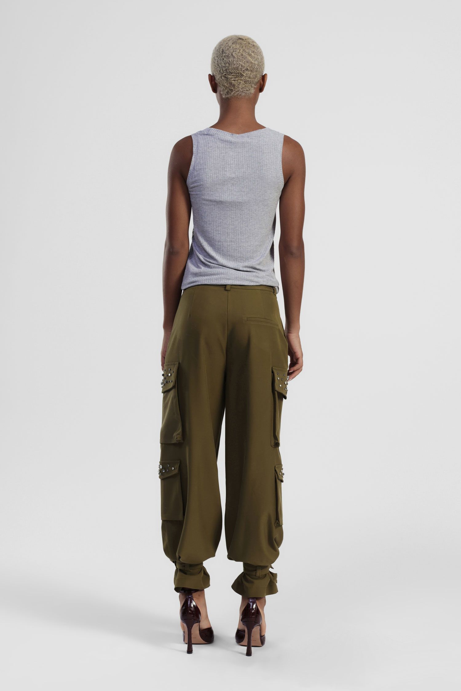Pantalone cargo con tasche e applicazioni gioiello Dixie