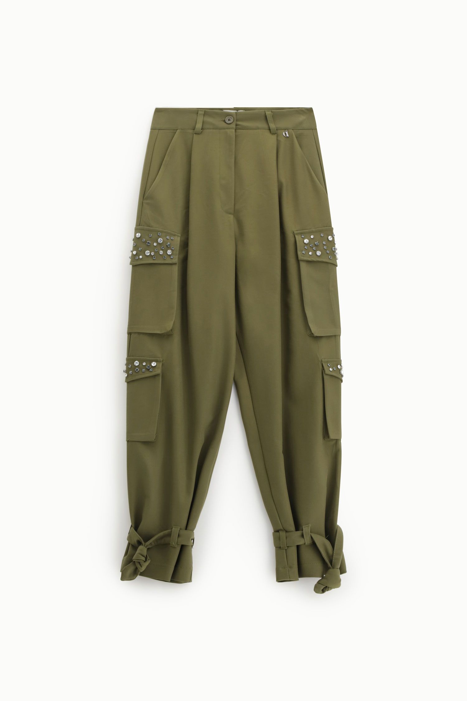 Pantalone cargo con tasche e applicazioni gioiello Dixie