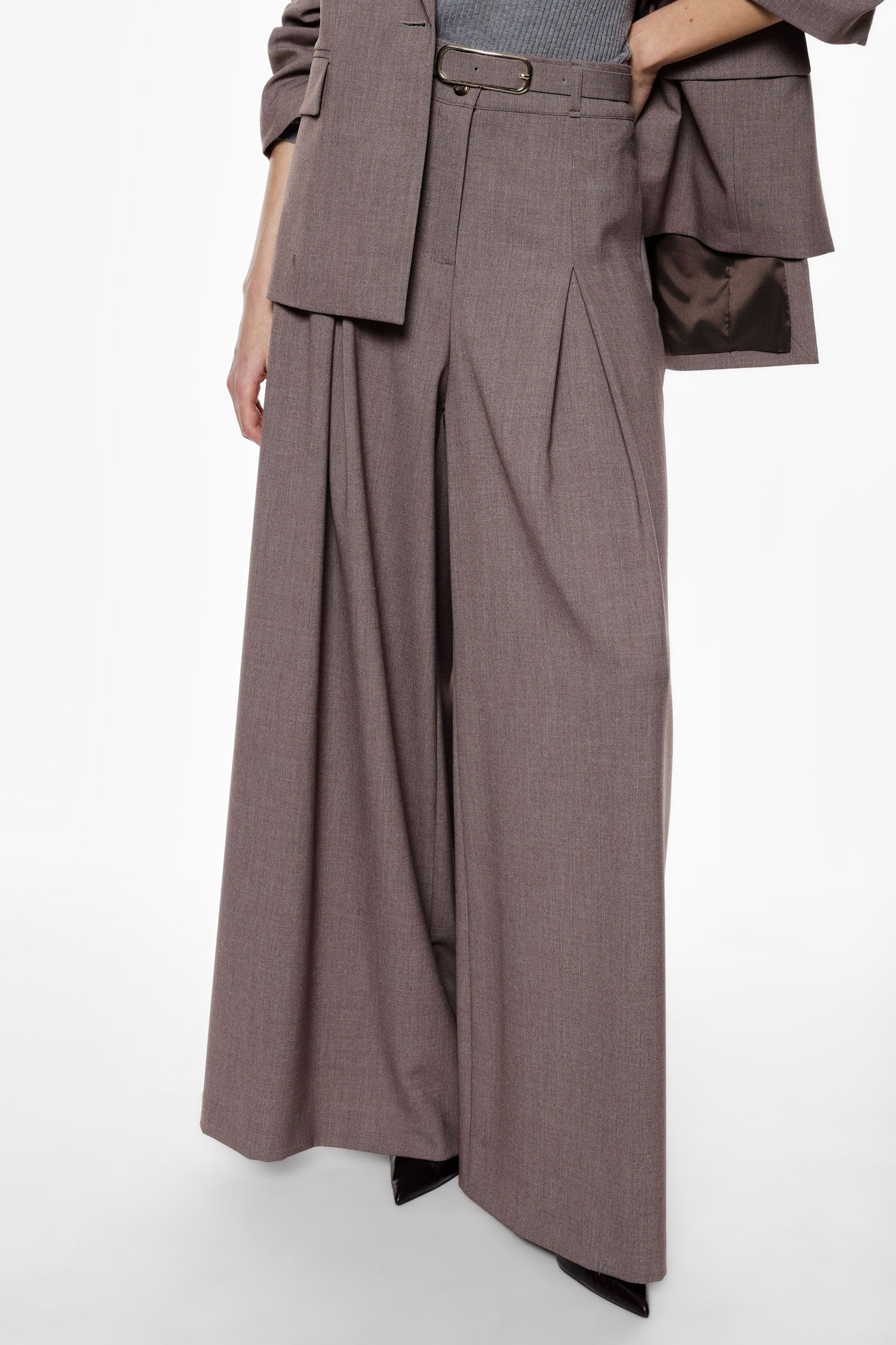 Pantaloni palazzo a vita alta con cintura Imperial