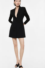 Abito corto con maniche arricciate e revers Imperial