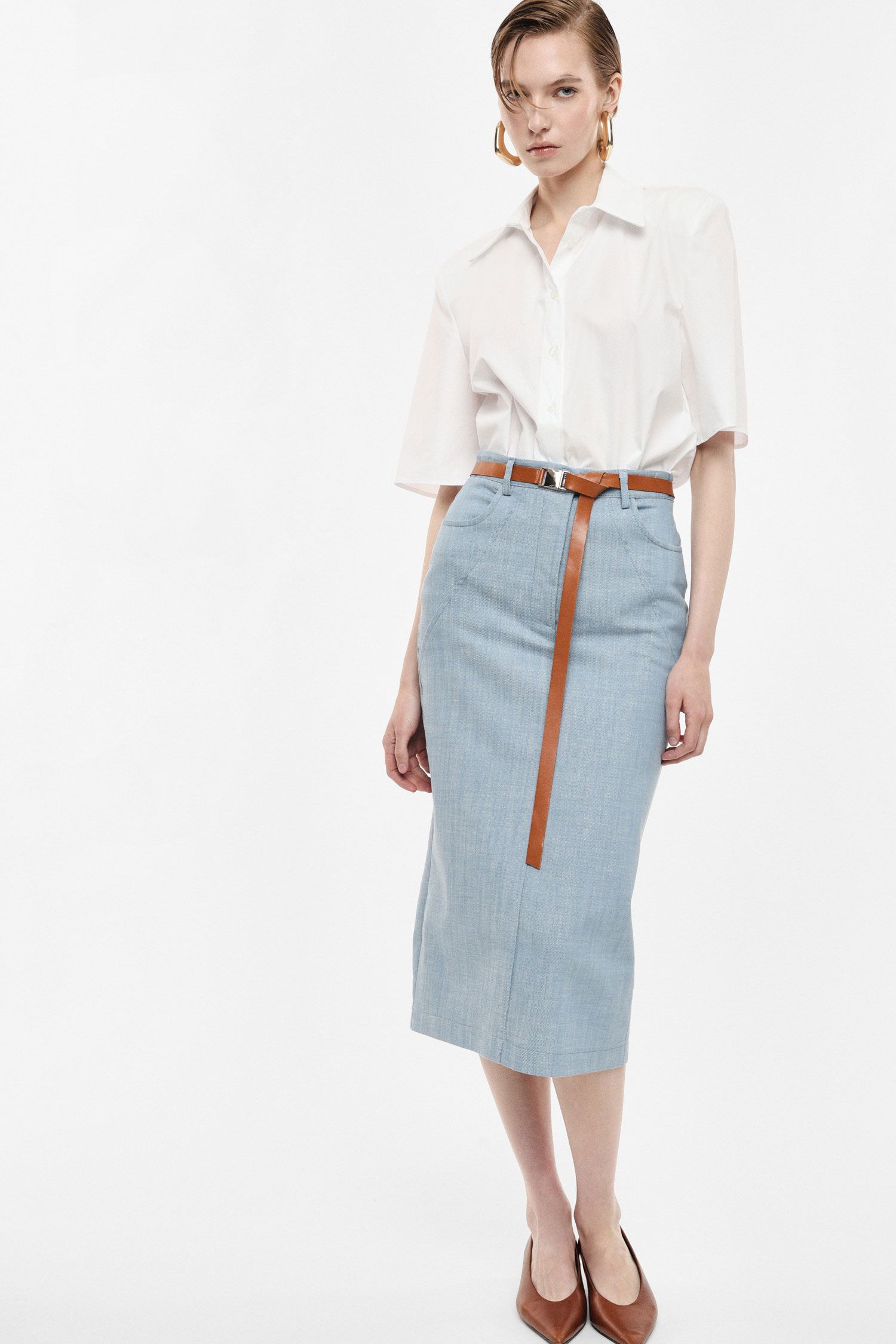 Gonna  tubino con cintura e tasche Imperial