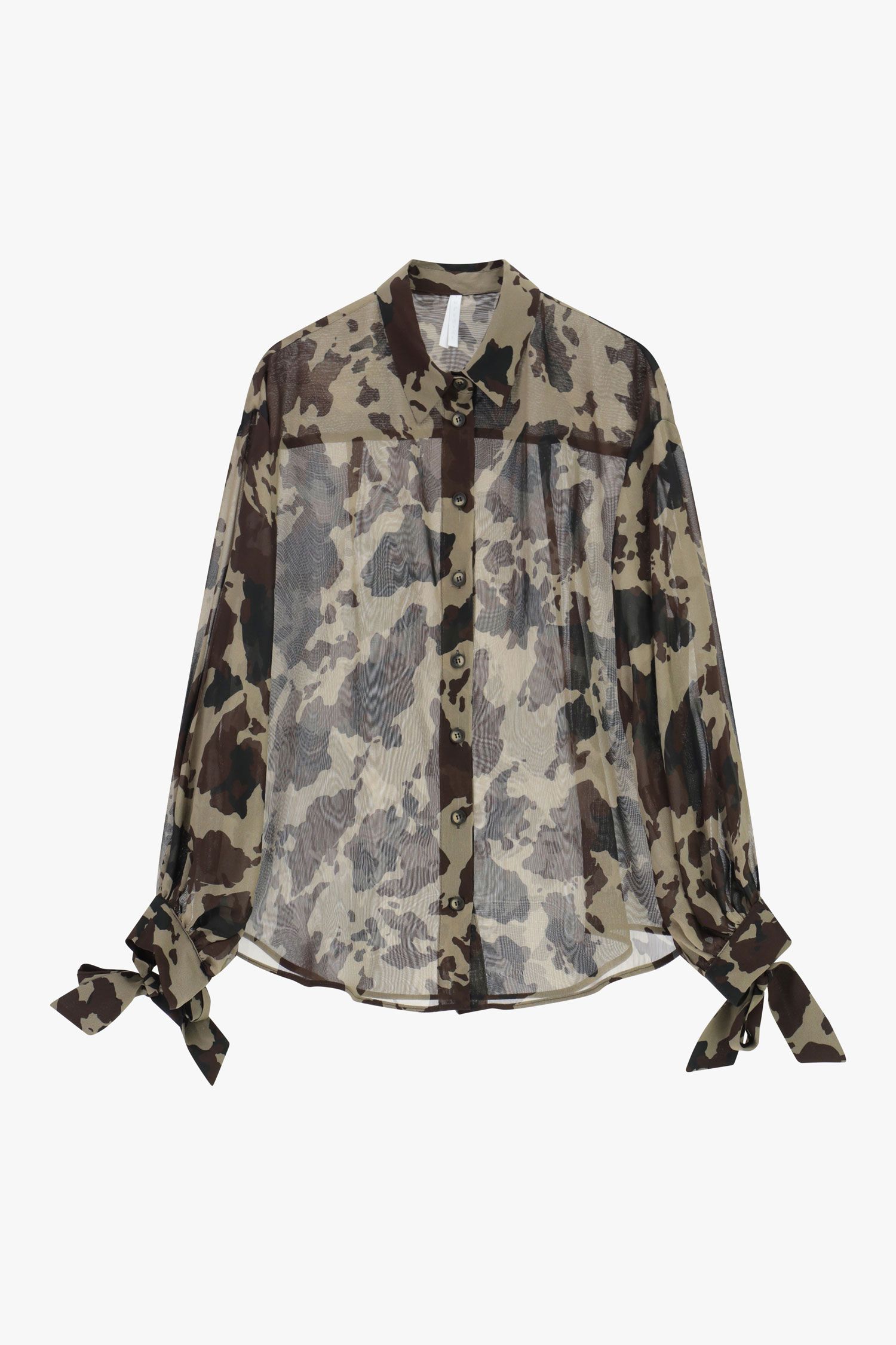 Camicia trasparente stampa maniche annodate Imperial