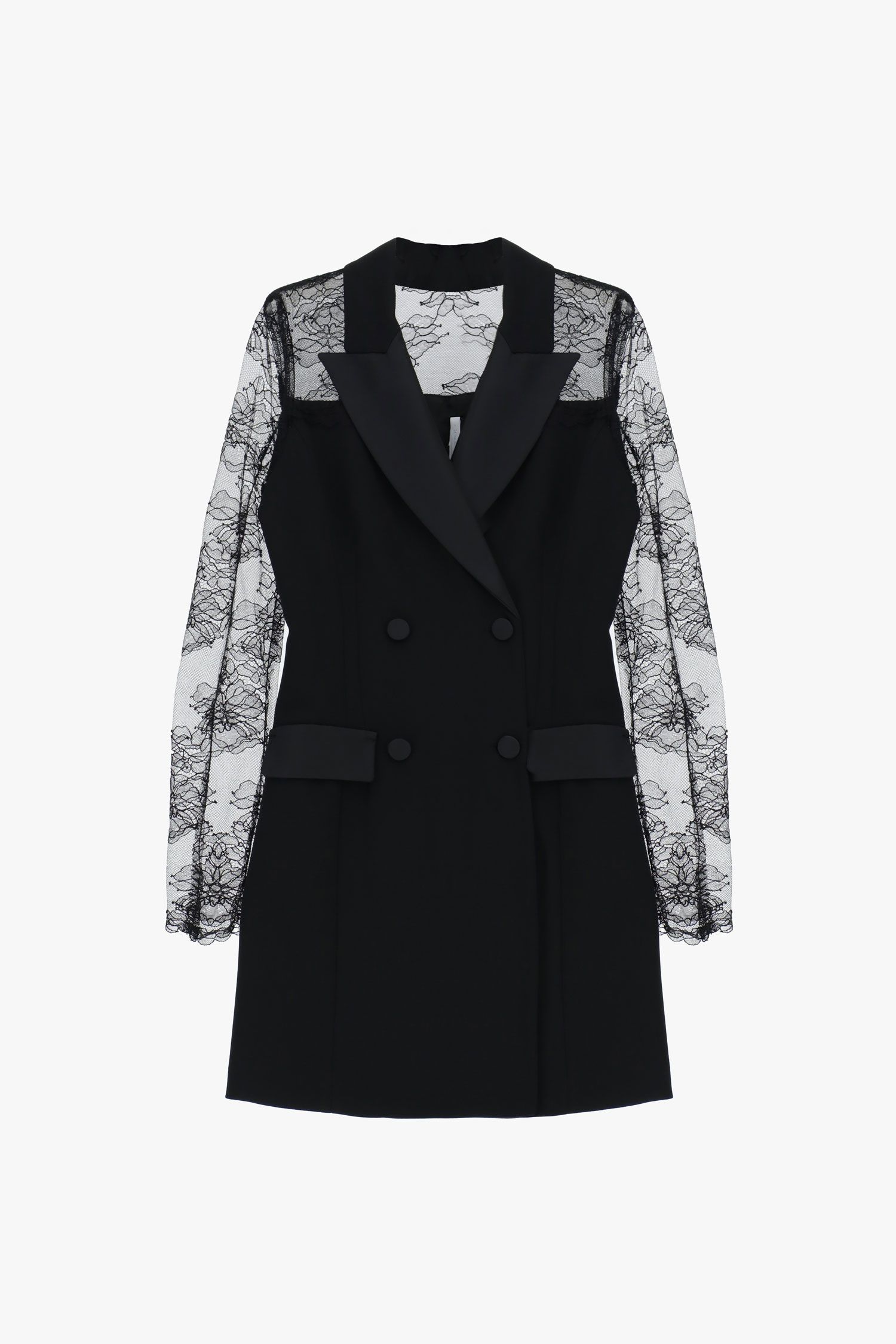 Abito corto doppiopetto con maniche in pizzo Imperial