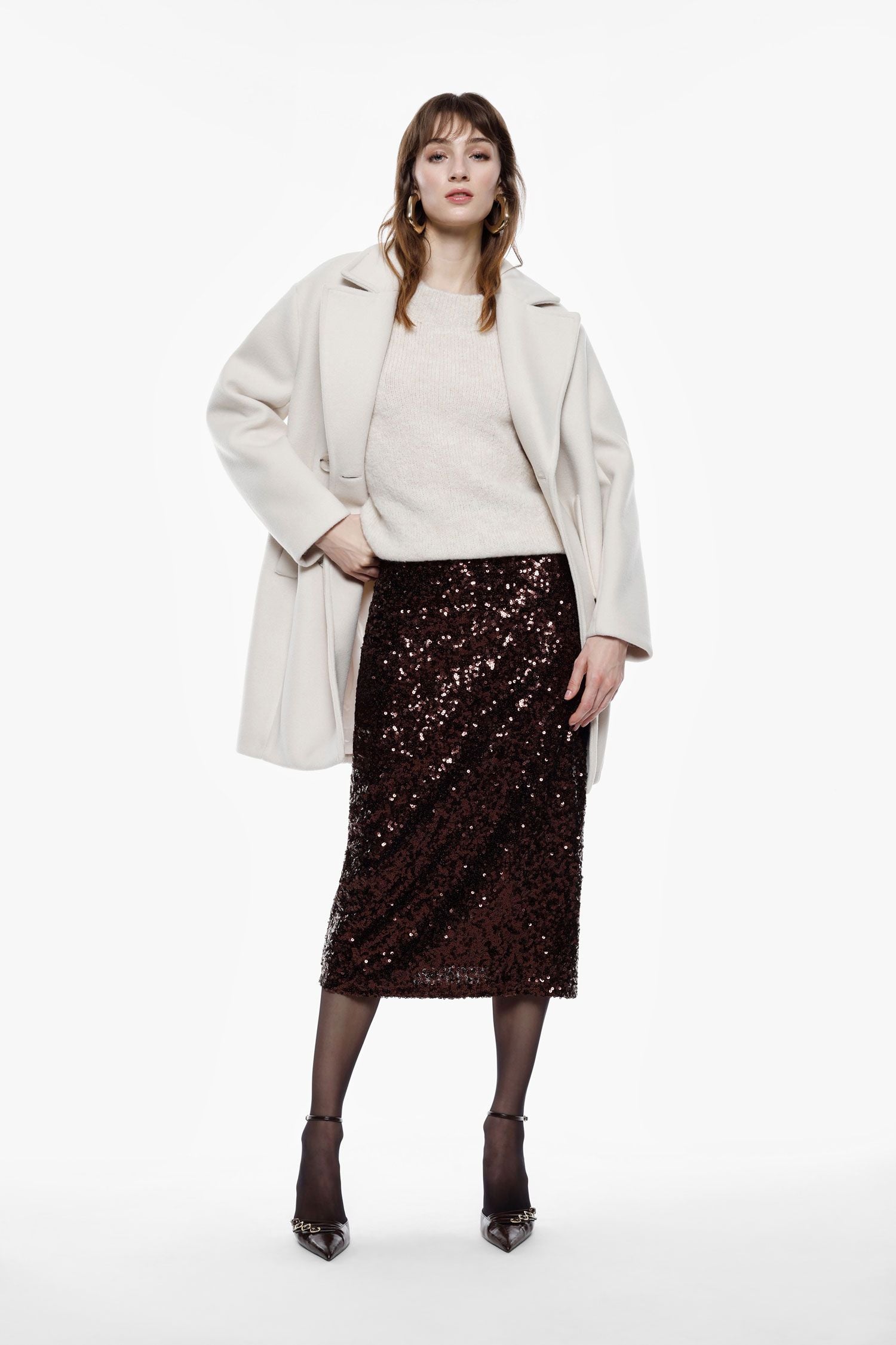 Gonna midi a vita alta con paillettes Imperial