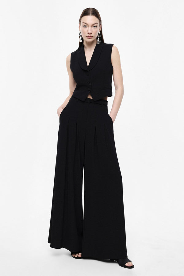 Pantaloni palazzo ampi vita alta con cintura Imperial