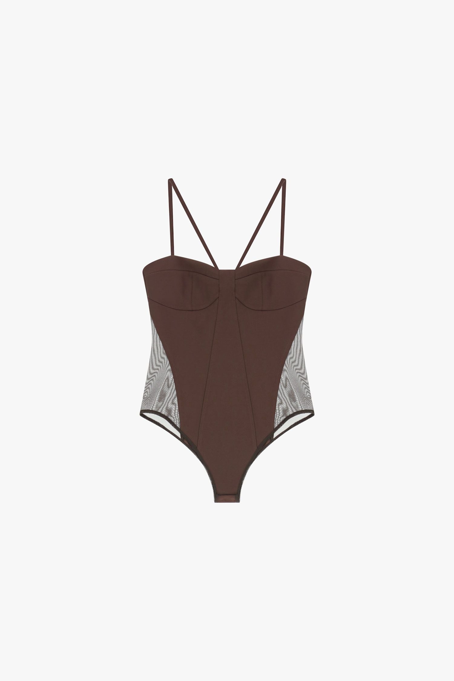 Body con spalline sottili e pannelli laterali in rete Imperial
