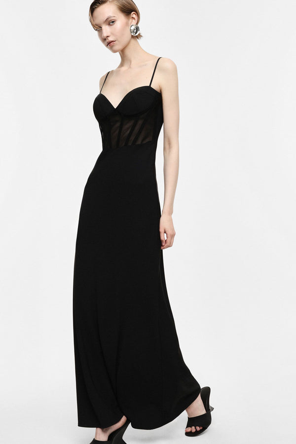 Abito lungo con bustier e spalline sottili Imperial