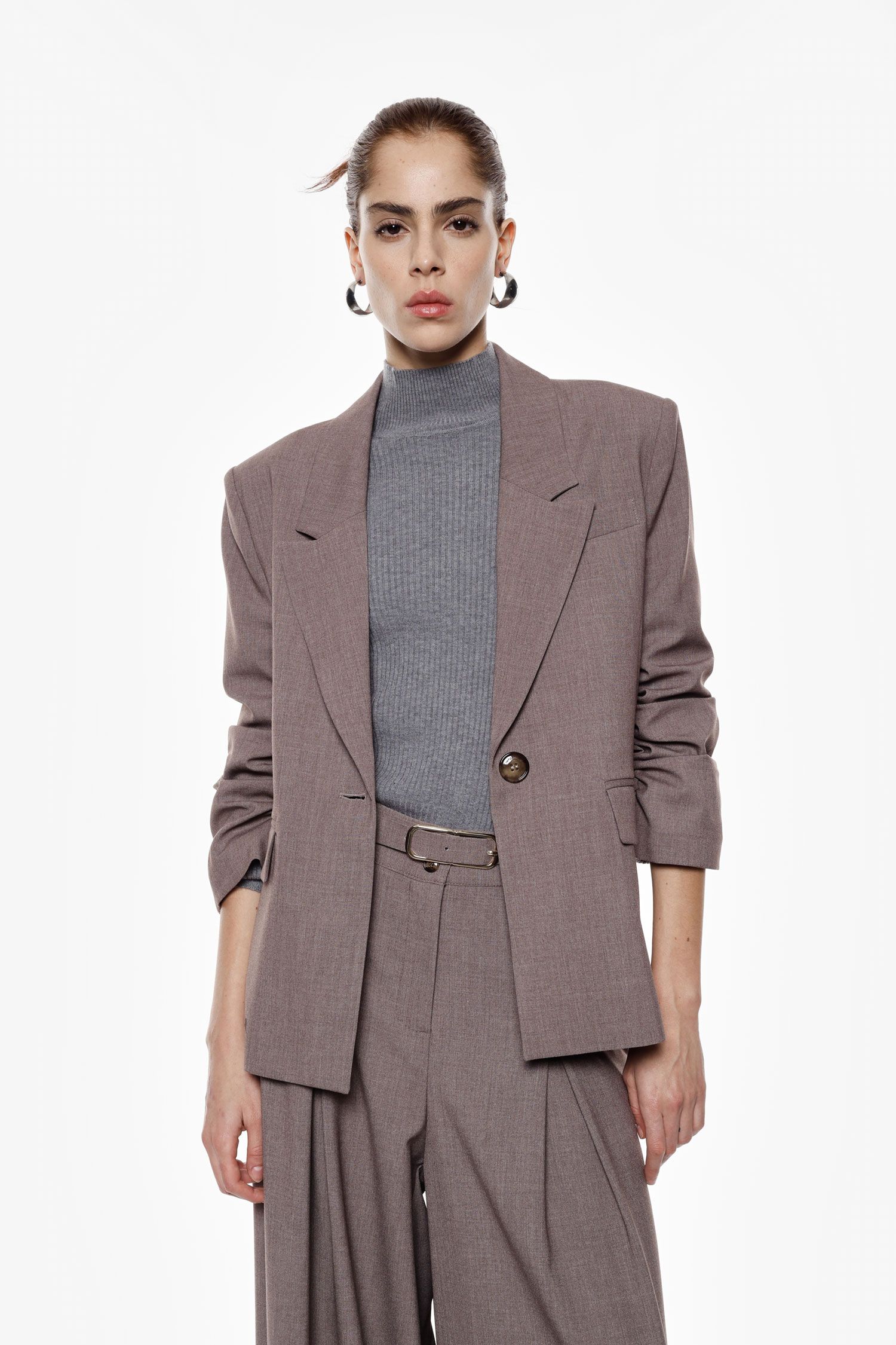 Blazer monopetto con maniche arricciate e tasche a patta Imperial