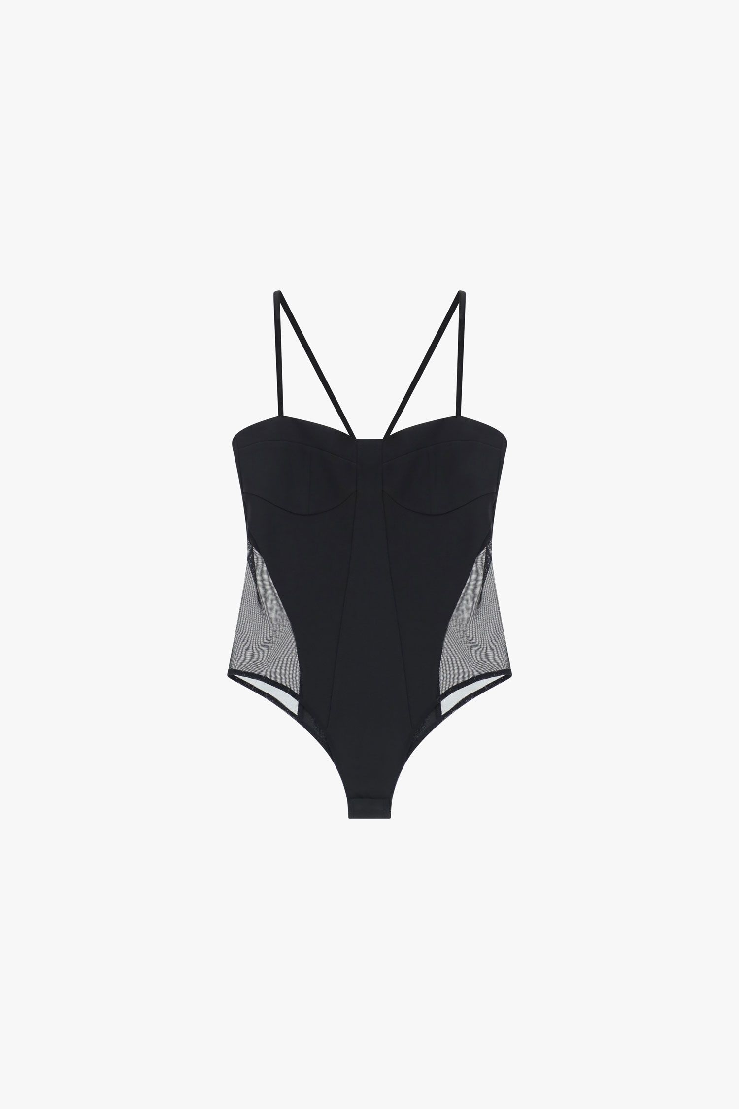 Body con spalline sottili e pannelli laterali in rete Imperial